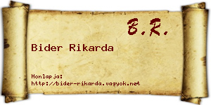 Bider Rikarda névjegykártya
